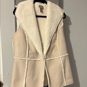 Chico's Beige Fleece-Lined Vest